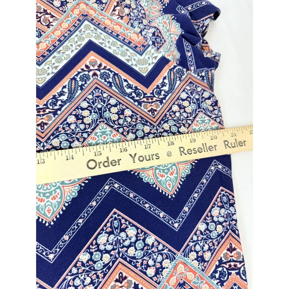 Sauci Womens Chevron Print Short Sleeve Tie Back Casual Midi Dress Plus 1X - Picture 6 of 6